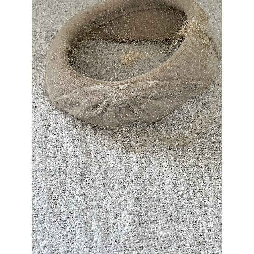 Vintage Original Caroline Formal Occasion Hat  Ivory Netted Fishnet Hat Open Top